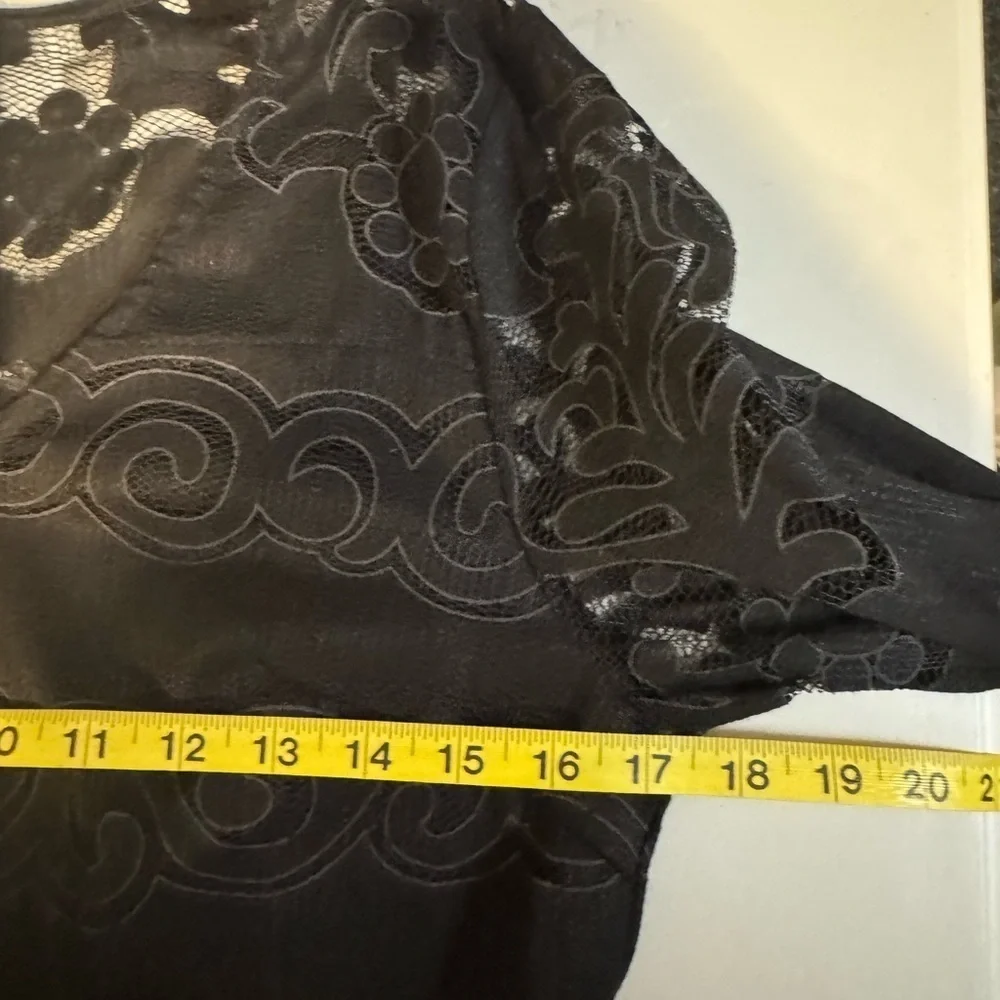 Morena Spain Black Lace High Low Dress with Wide Bell Sleeves, Size L - Picture 9 of 15